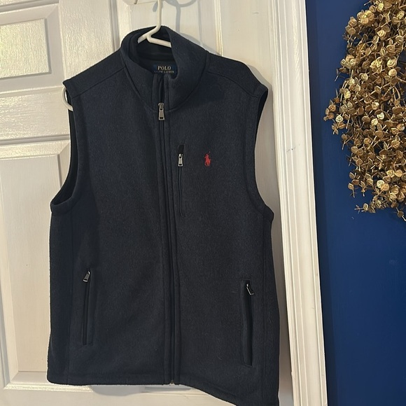 Men’s Polo Ralph Lauren Blue Brushed Fleece Full-Zip Vest Size Medium - Picture 2 of 7